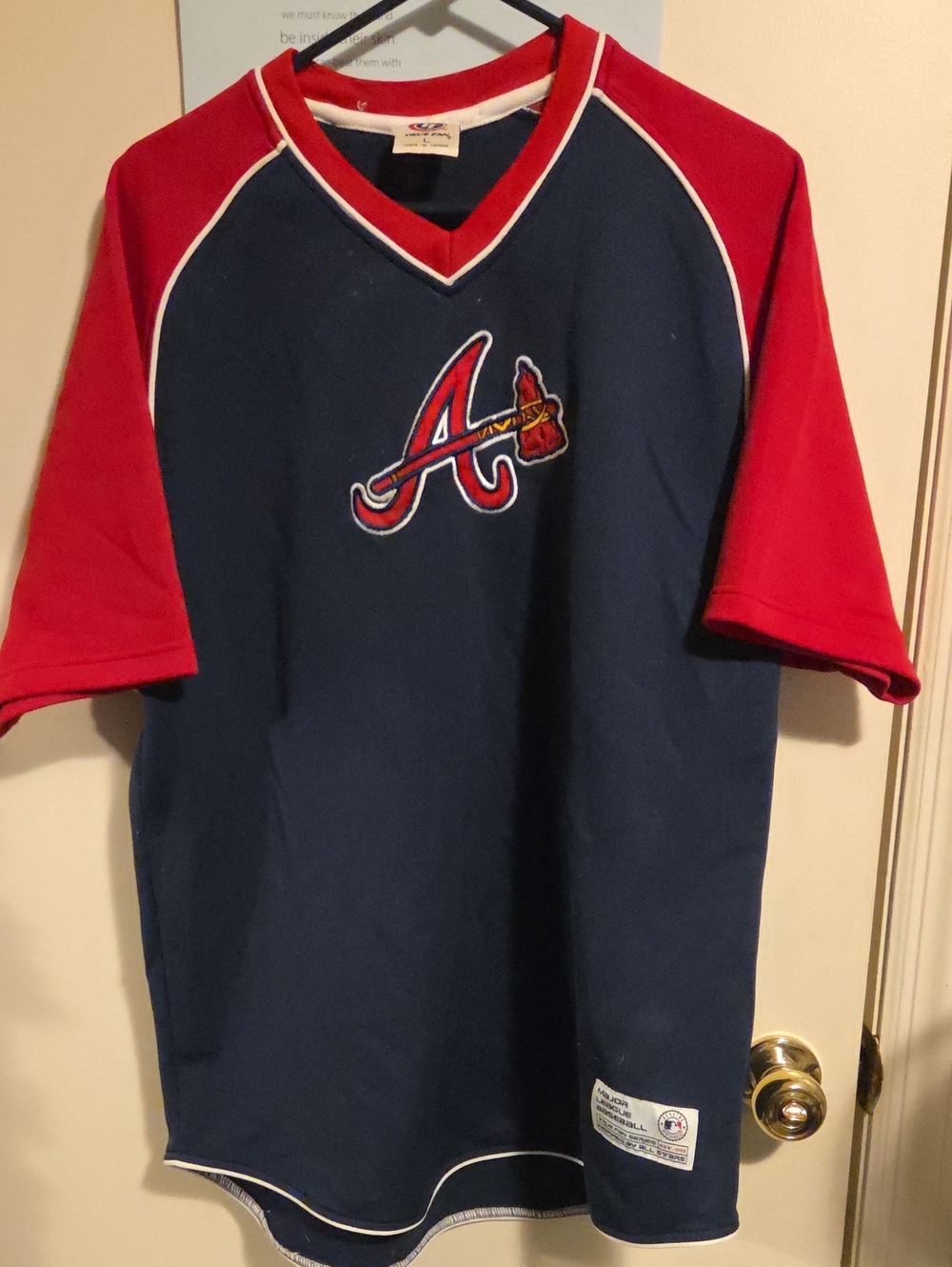 Navy and Red Atlanta-Inspired Baseball Jersey